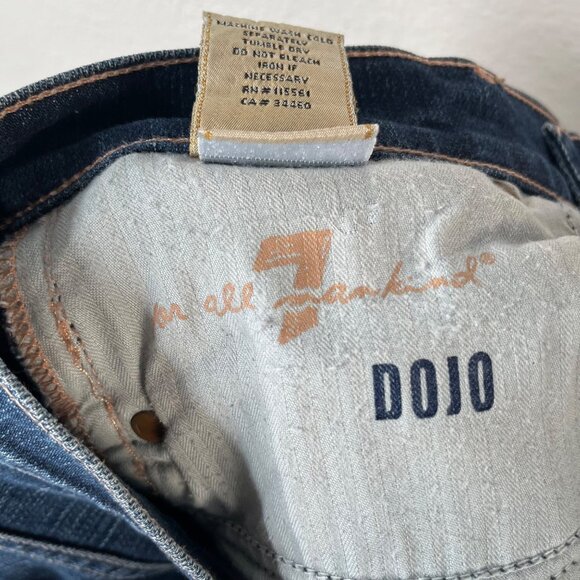 7 For All Mankind Dojo Crop Mid Rise Blue Denim  Jeans Size 29 - Picture 7 of 9